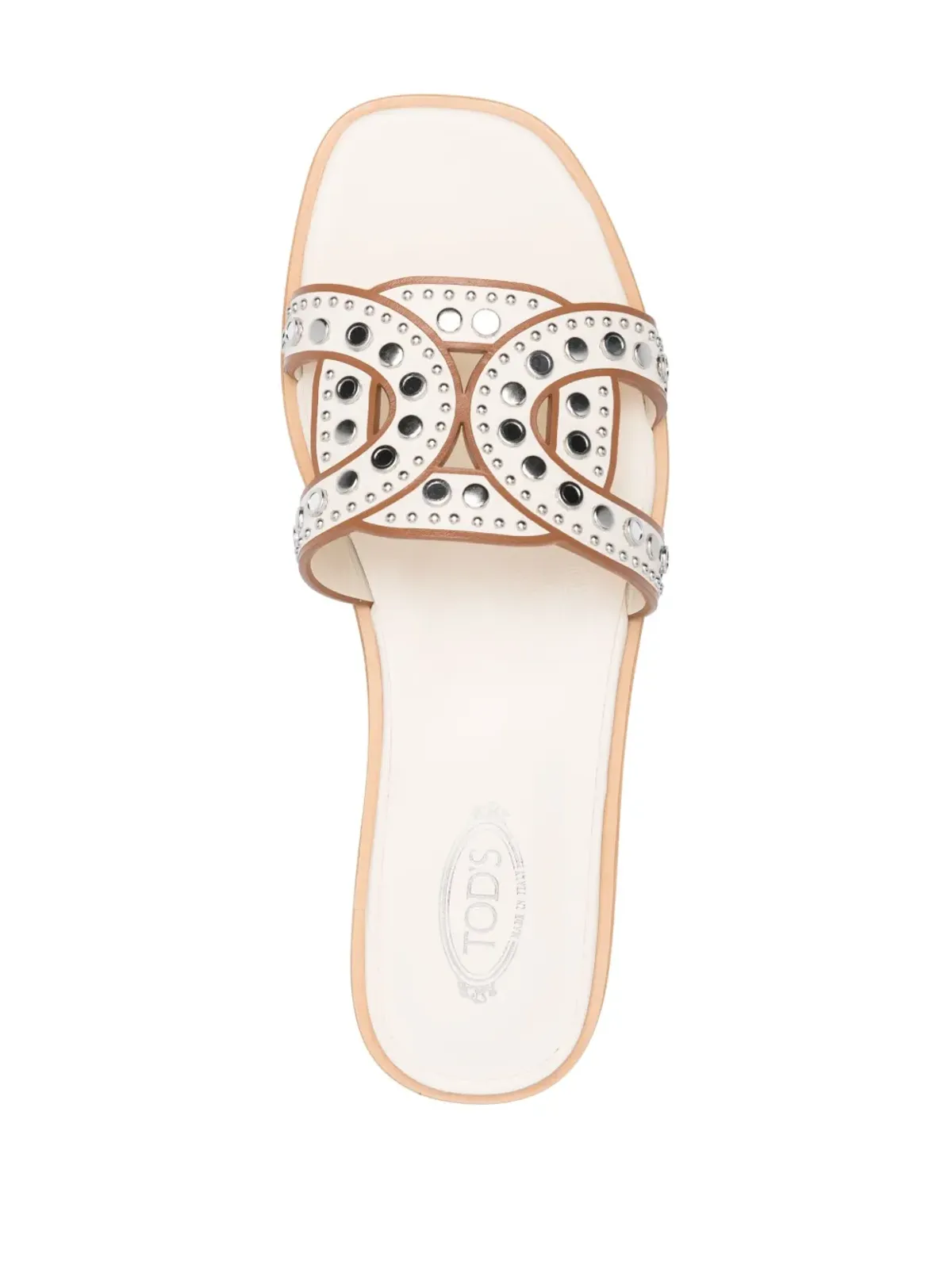 Tod's スタッズ付きレザーサンダル（ニュートラルカラー） - 画像4