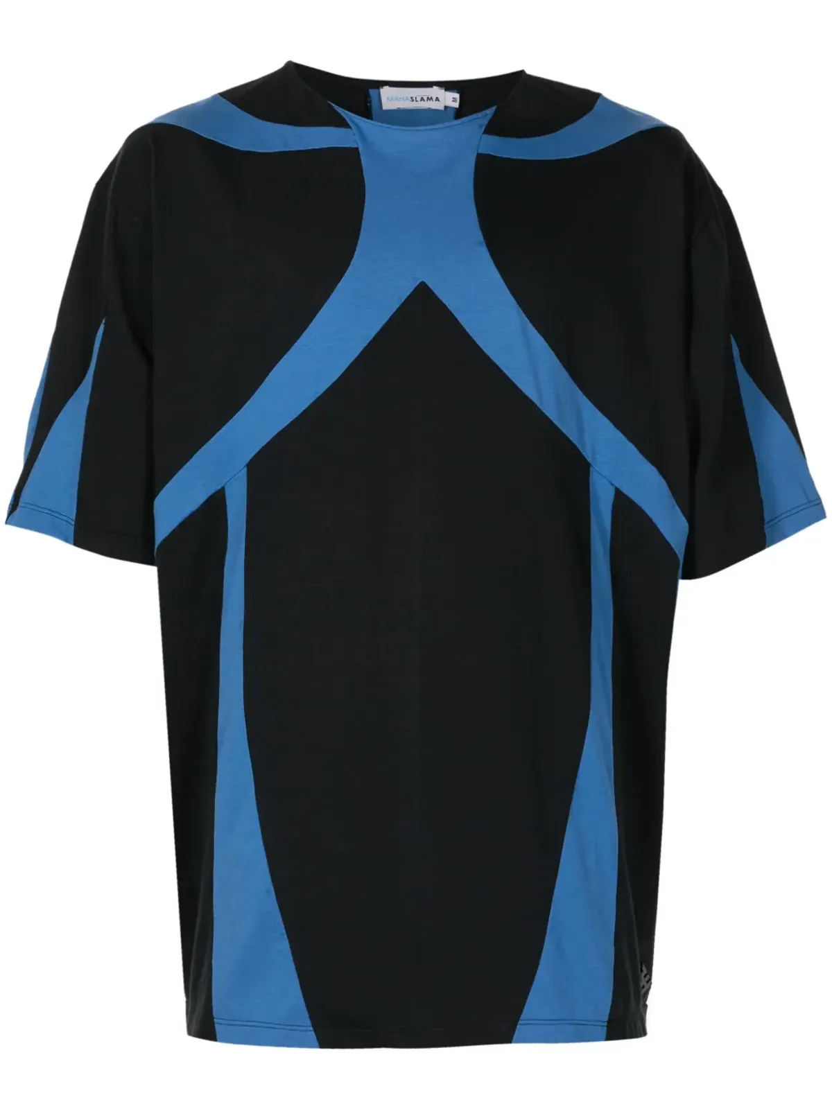 Amir Slama パネルデザインのラウンドネックTシャツ - ブルー - 画像1