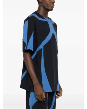 Amir Slama パネルデザインのラウンドネックTシャツ - ブルー - サムネイル3