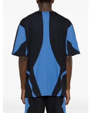 Amir Slama パネルデザインのラウンドネックTシャツ - ブルー - サムネイル4