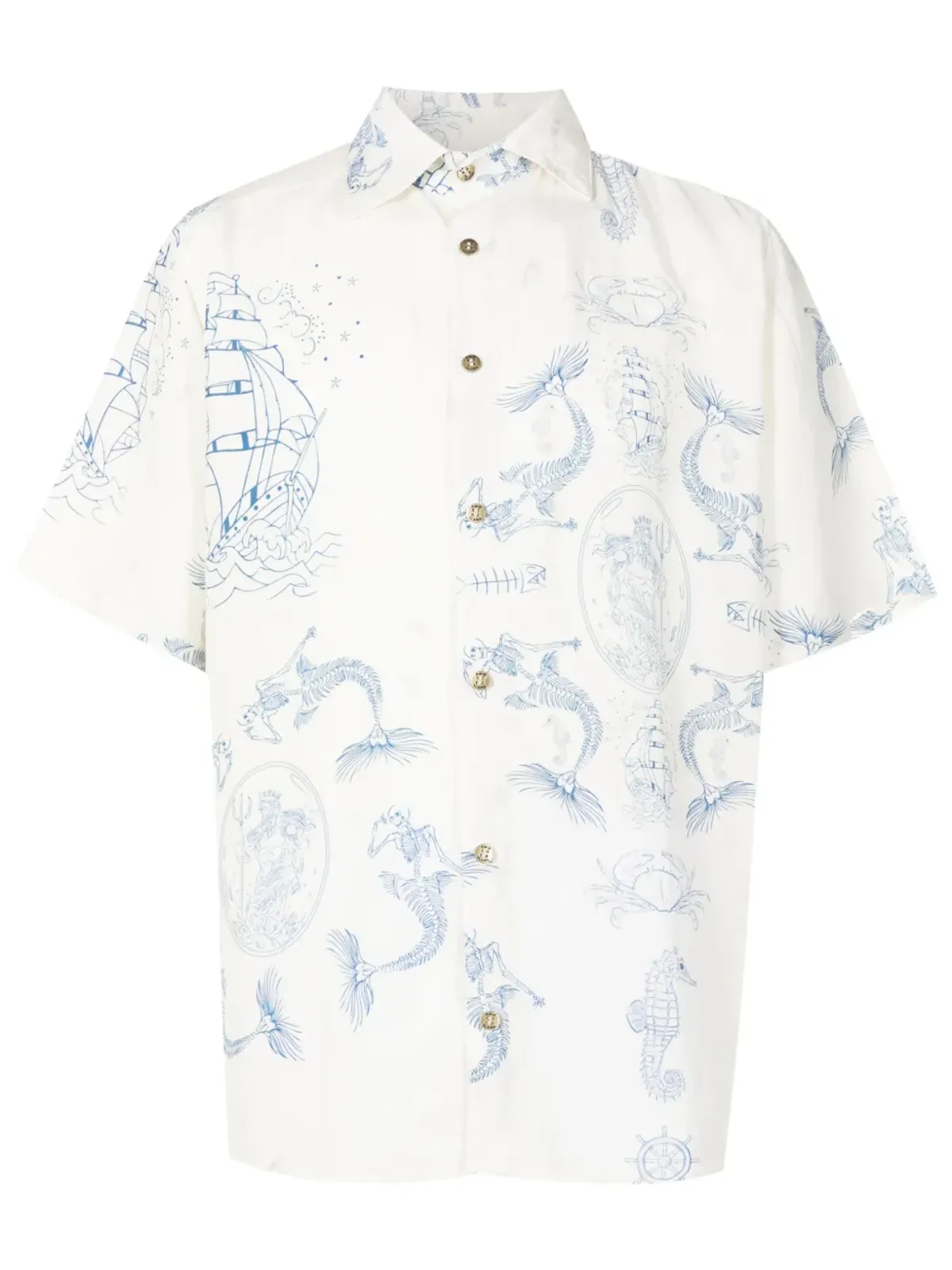 Amir Slama ロゴ刻印入り グラフィックプリント シャツ - ホワイト - 画像1