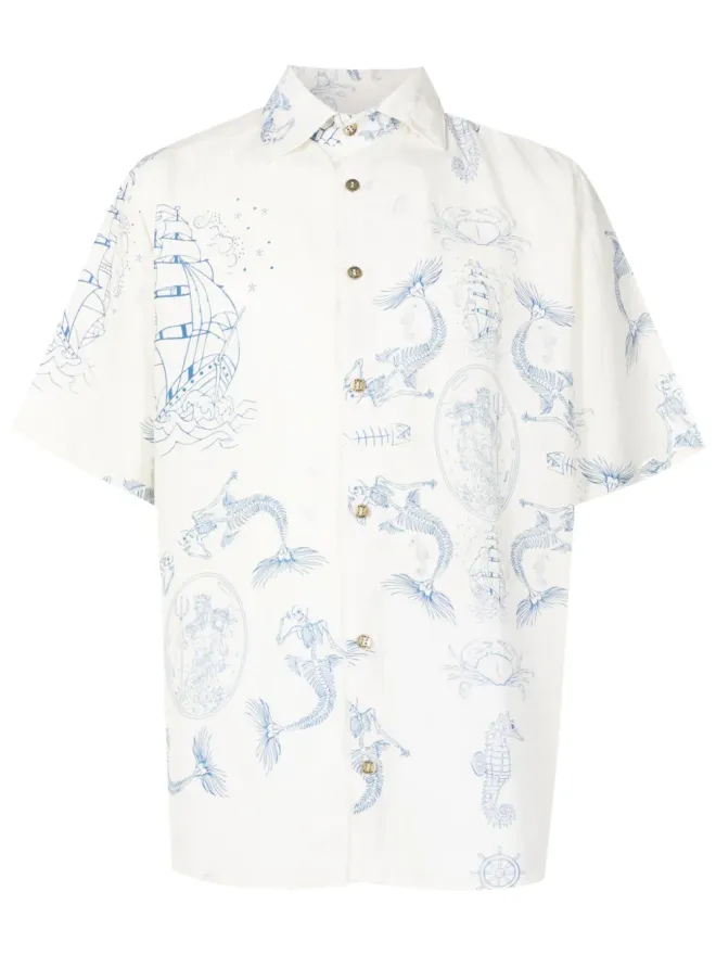 Amir Slama Amir Slama ロゴ刻印入り グラフィックプリント シャツ - ホワイトの商品画像