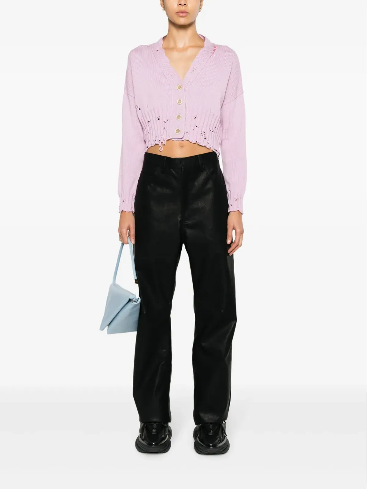 Marni Vネック コットンカーディガン ピンク - 画像2