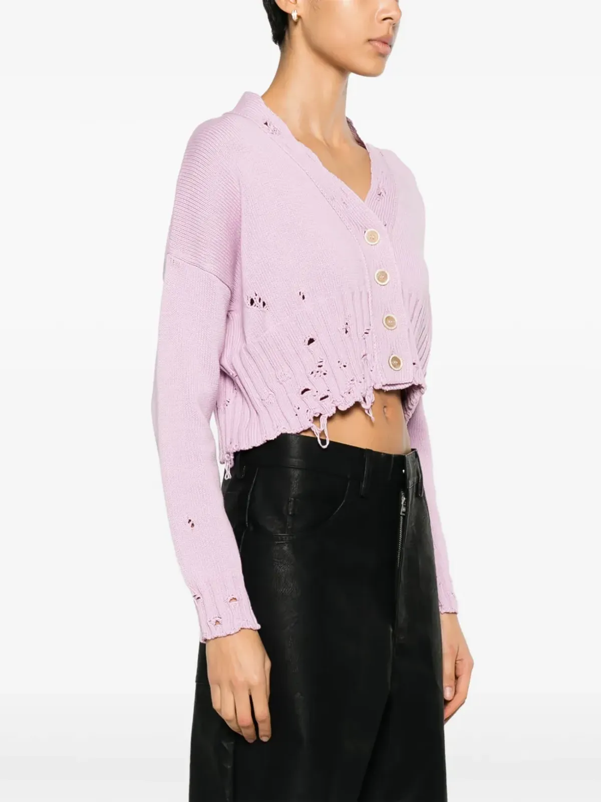 Marni Vネック コットンカーディガン ピンク - 画像3