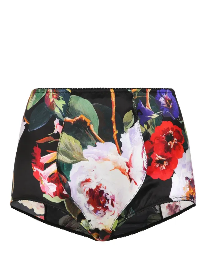 Dolce & Gabbana Dolce & Gabbana フローラルプリント シルク混ブリーフ - ブラックの商品画像