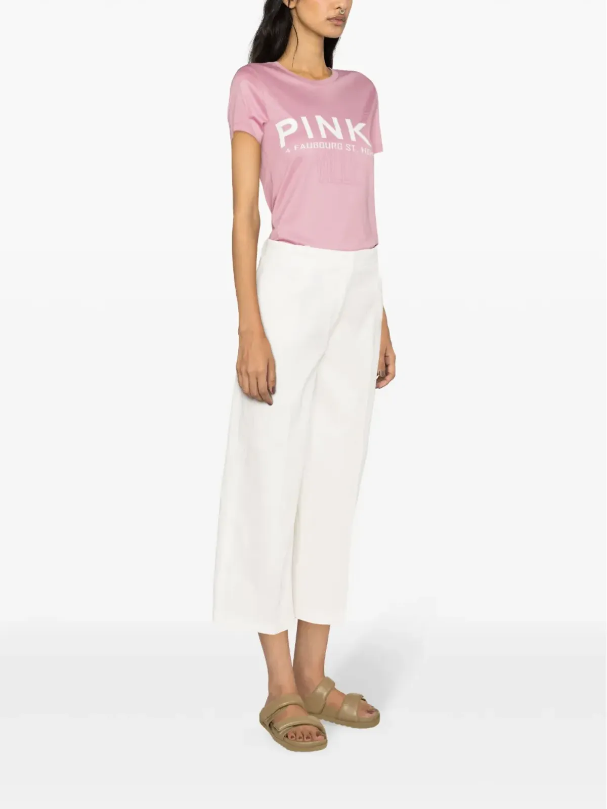 PINKO プロテシラオ リネン混クロップドパンツ - ホワイト - 画像3