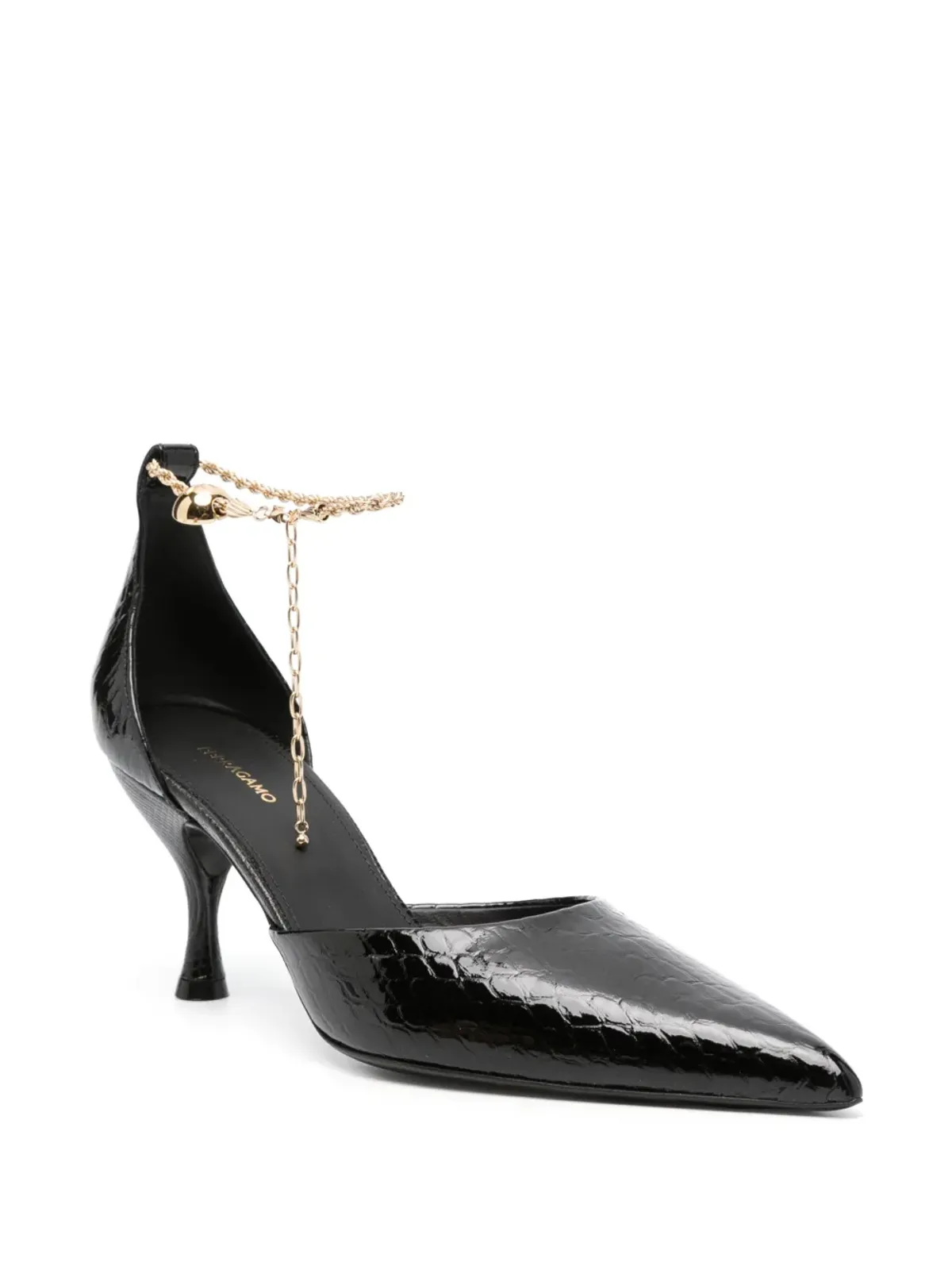 Ferragamo 80mm ロゴ刻印 レザー パンプス - ブラック - 画像2