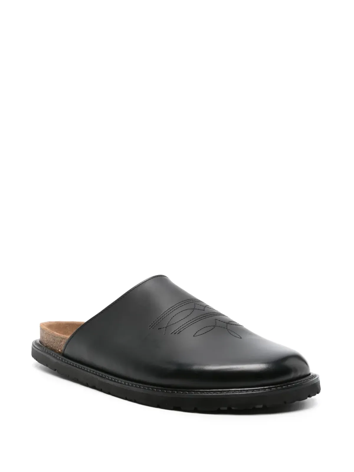 Hender Scheme Comfy Cheak leather slides - Black - 画像2