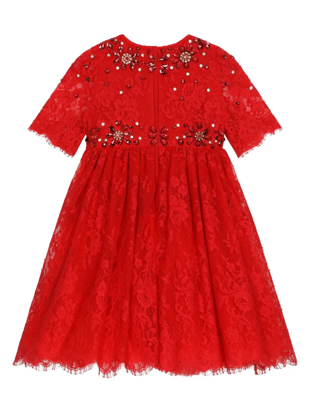 Dolce & Gabbana Kids ジェムストーン付きレースドレス - レッド - 画像2
