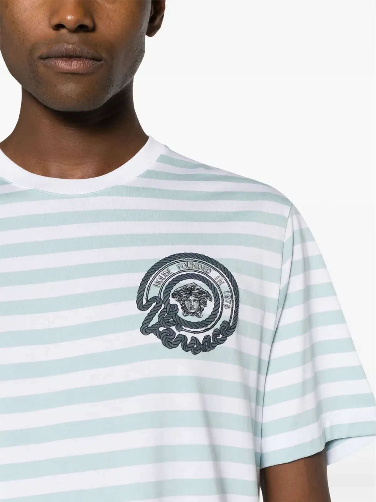 Versace マリンストライプ コットンTシャツ - ブルー - 画像5