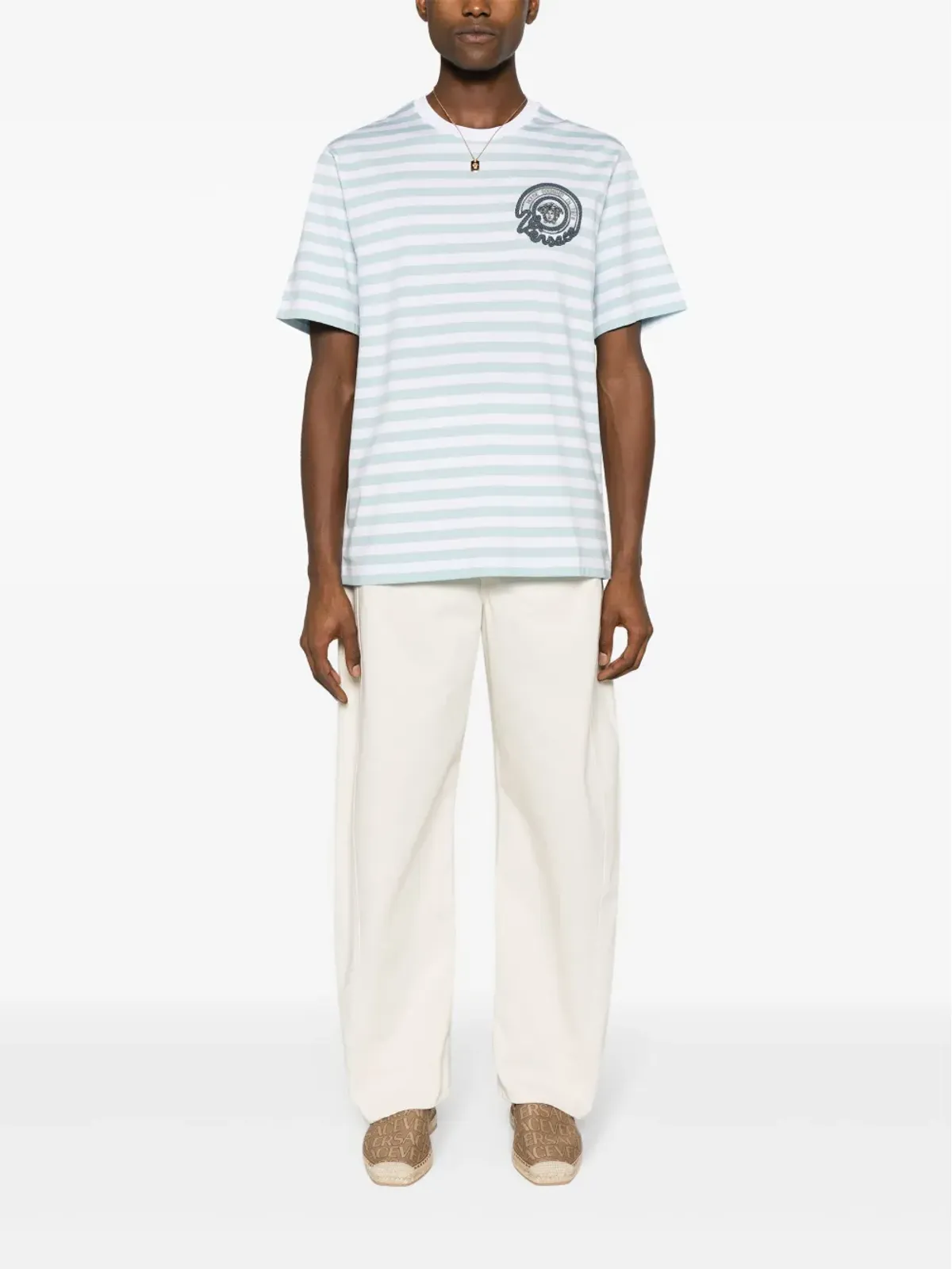 Versace マリンストライプ コットンTシャツ - ブルー - 画像2