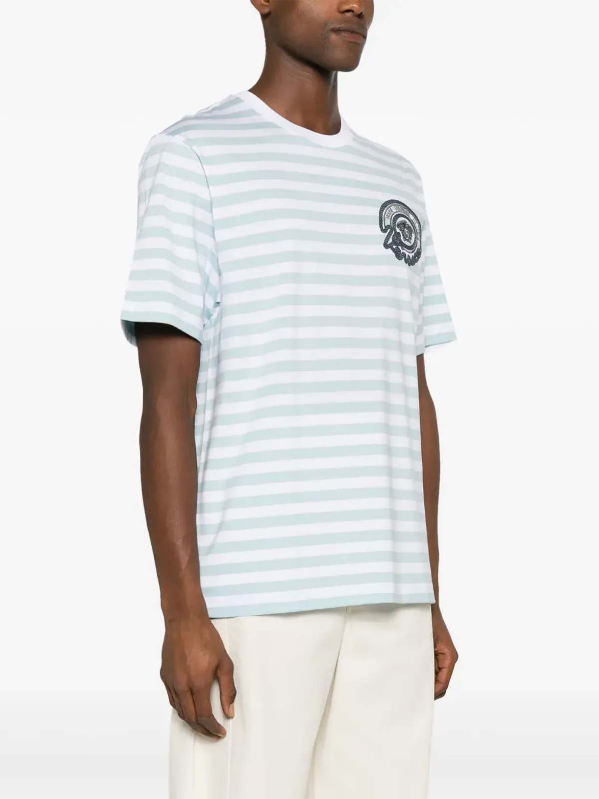 Versace マリンストライプ コットンTシャツ - ブルー - 画像3