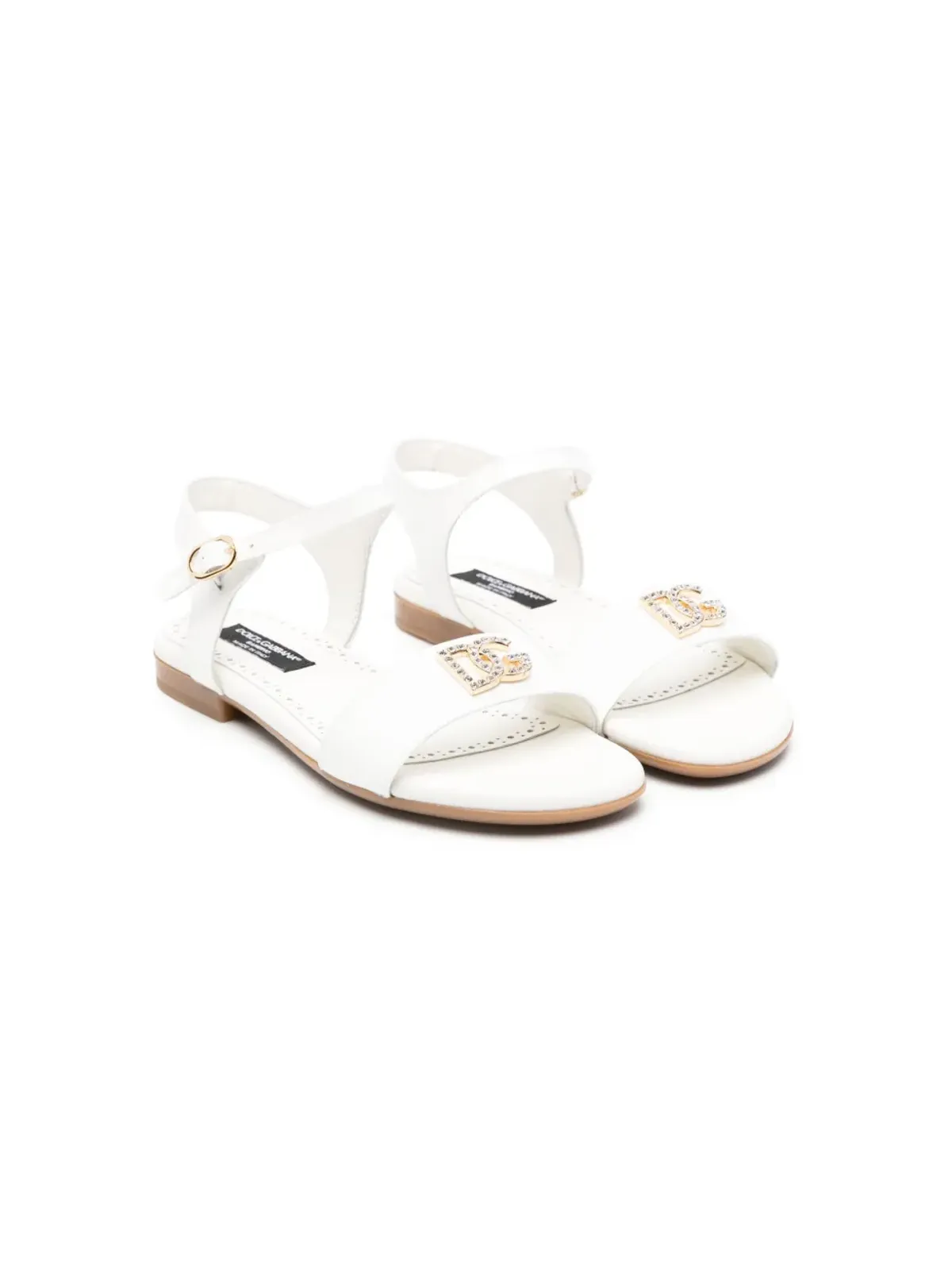 Dolce & Gabbana Kids クリスタルをあしらったロゴサンダル - White - 画像1