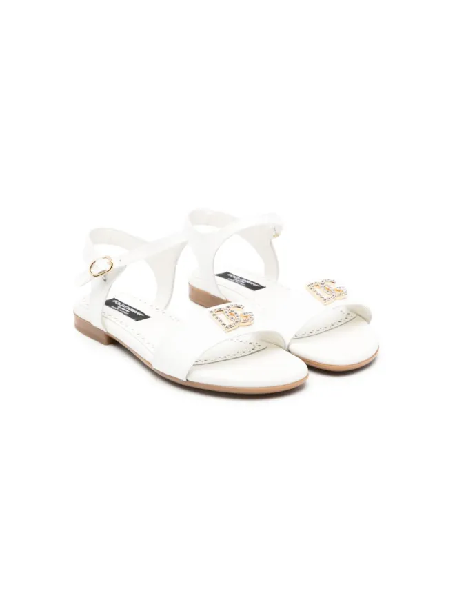Dolce & Gabbana Kids Dolce & Gabbana Kids クリスタルをあしらったロゴサンダル - Whiteの商品画像