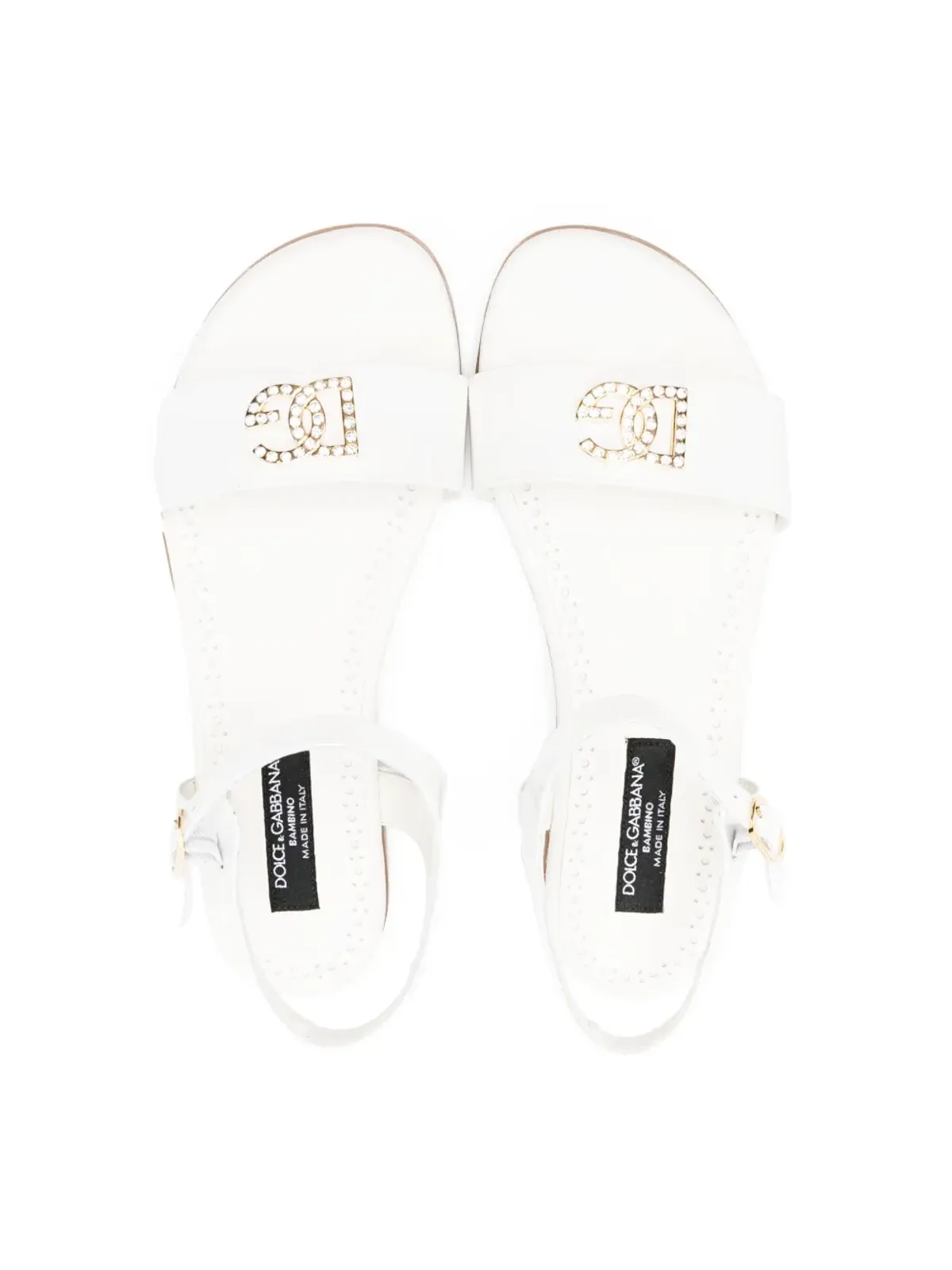 Dolce & Gabbana Kids クリスタルをあしらったロゴサンダル - White - 画像3