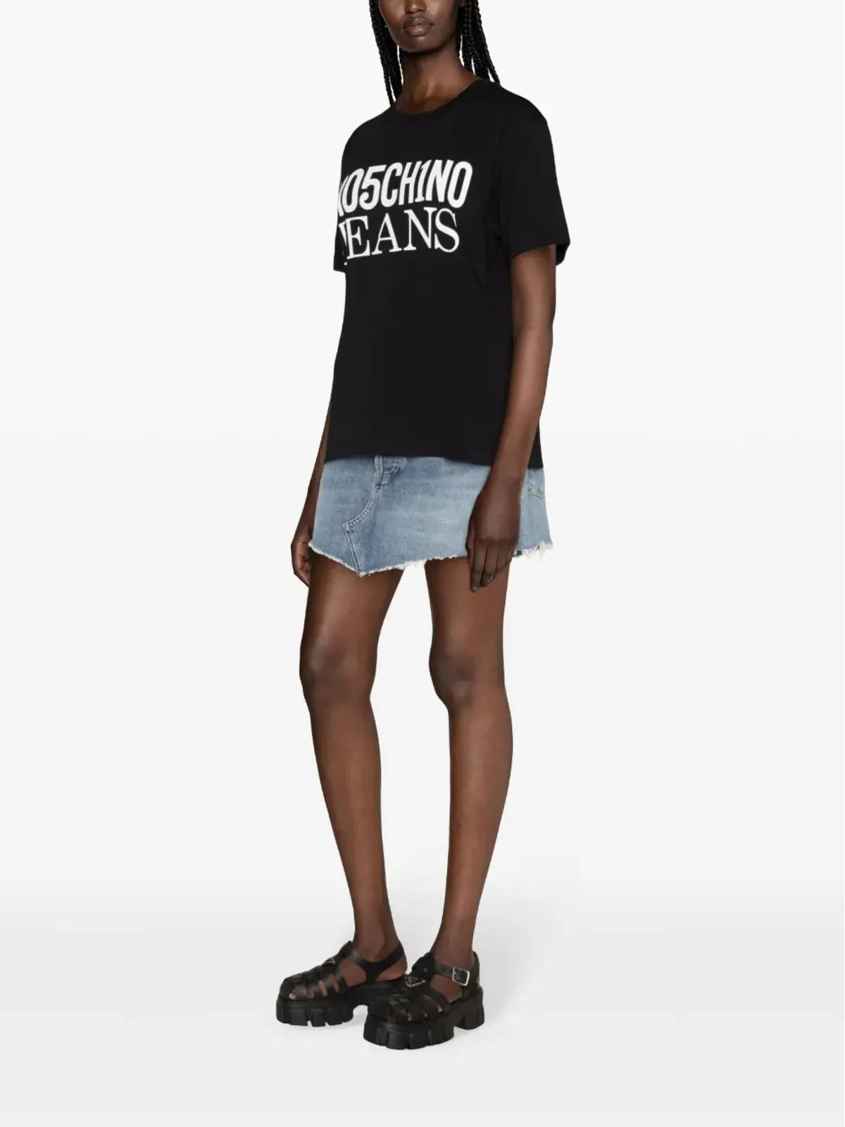 Moschino ロゴプリント コットン Tシャツ - ブラック - 画像3