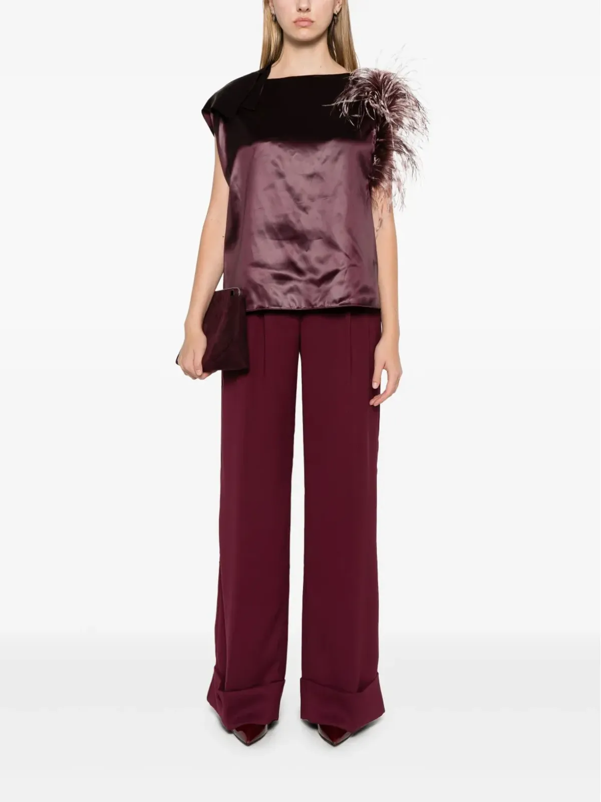 Ferragamo フェザーブーケ アシンメトリックトップ - 画像2