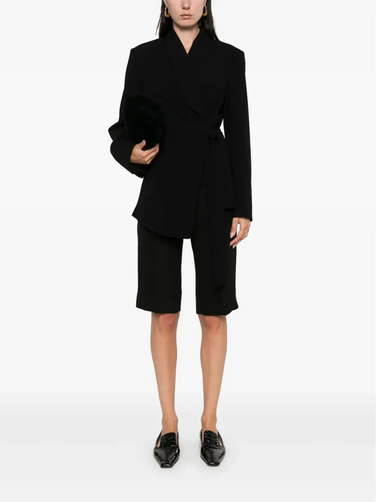 Max Mara ラップデザイン ブレザー ブラック - 画像2