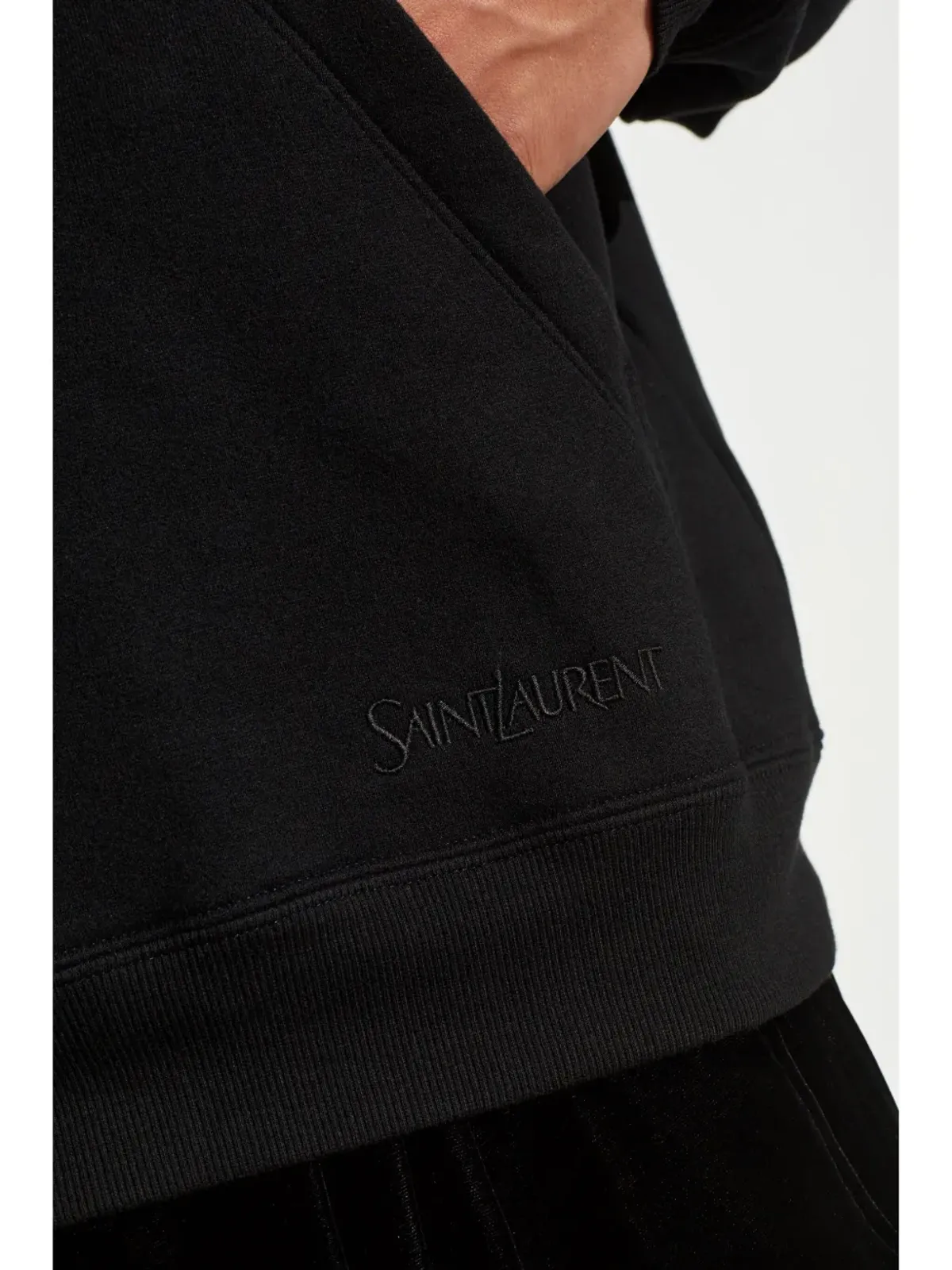 Saint Laurent ロゴ刺繍 ハーフジップ フード付きパーカー - 画像5
