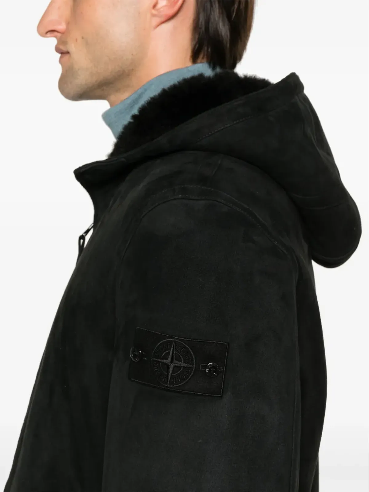 Stone Island フード付きスエードジャケット - ブラック - 画像5