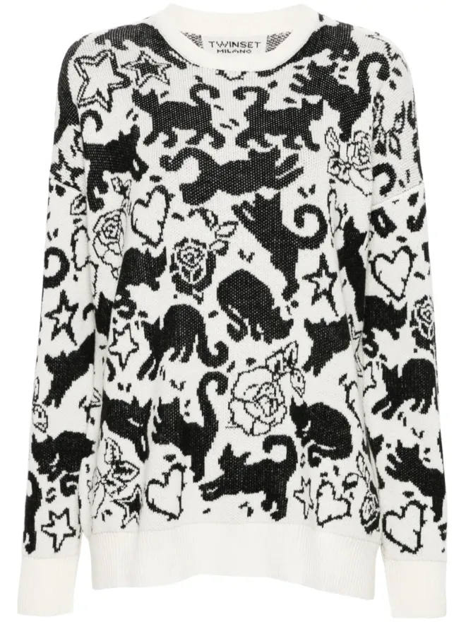 TWINSET TWINSET パターンジャカードセーター - ホワイトの商品画像