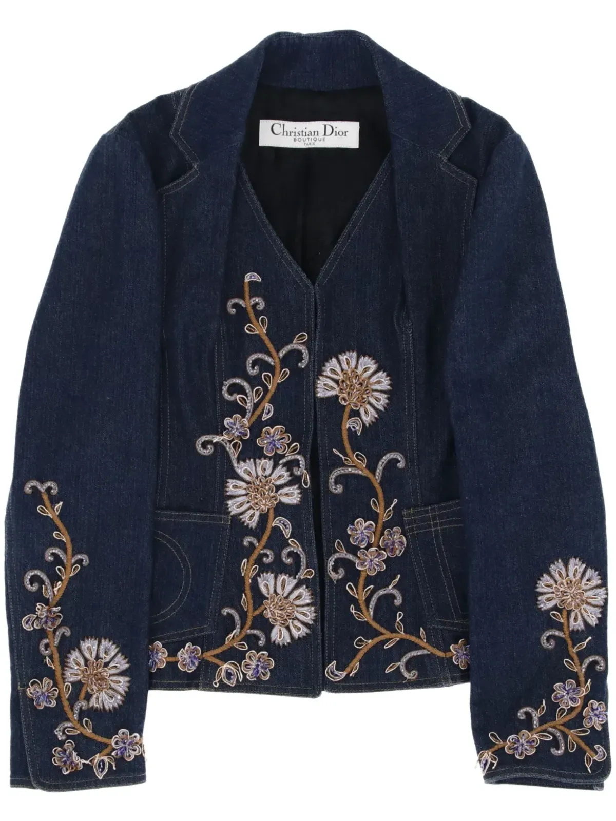 Christian Dior ビンテージ 2010年代 花柄刺繍デニムジャケット - ブルー - 画像1