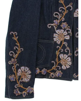 Christian Dior ビンテージ 2010年代 花柄刺繍デニムジャケット - ブルー - サムネイル3