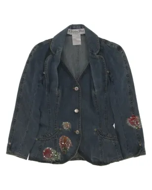 Christian Dior Pre-Owned 2010年代 花柄アップリケ デニムジャケット ブルー - サムネイル1