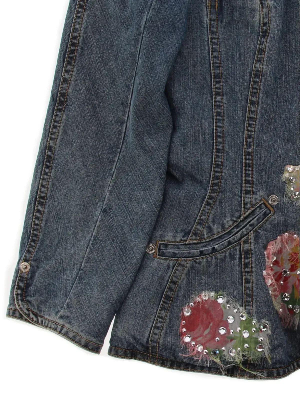 Christian Dior Pre-Owned 2010年代 花柄アップリケ デニムジャケット ブルー - 画像3