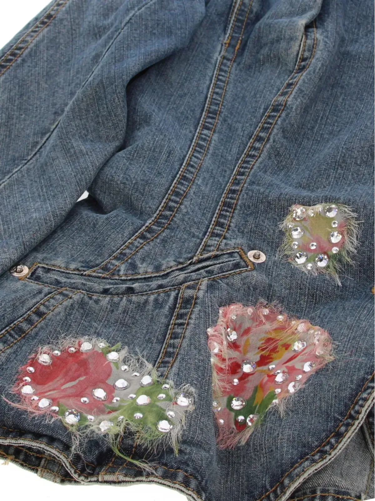 Christian Dior Pre-Owned 2010年代 花柄アップリケ デニムジャケット ブルー - 画像4