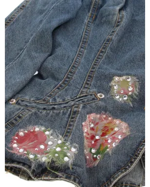 Christian Dior Pre-Owned 2010年代 花柄アップリケ デニムジャケット ブルー - サムネイル4