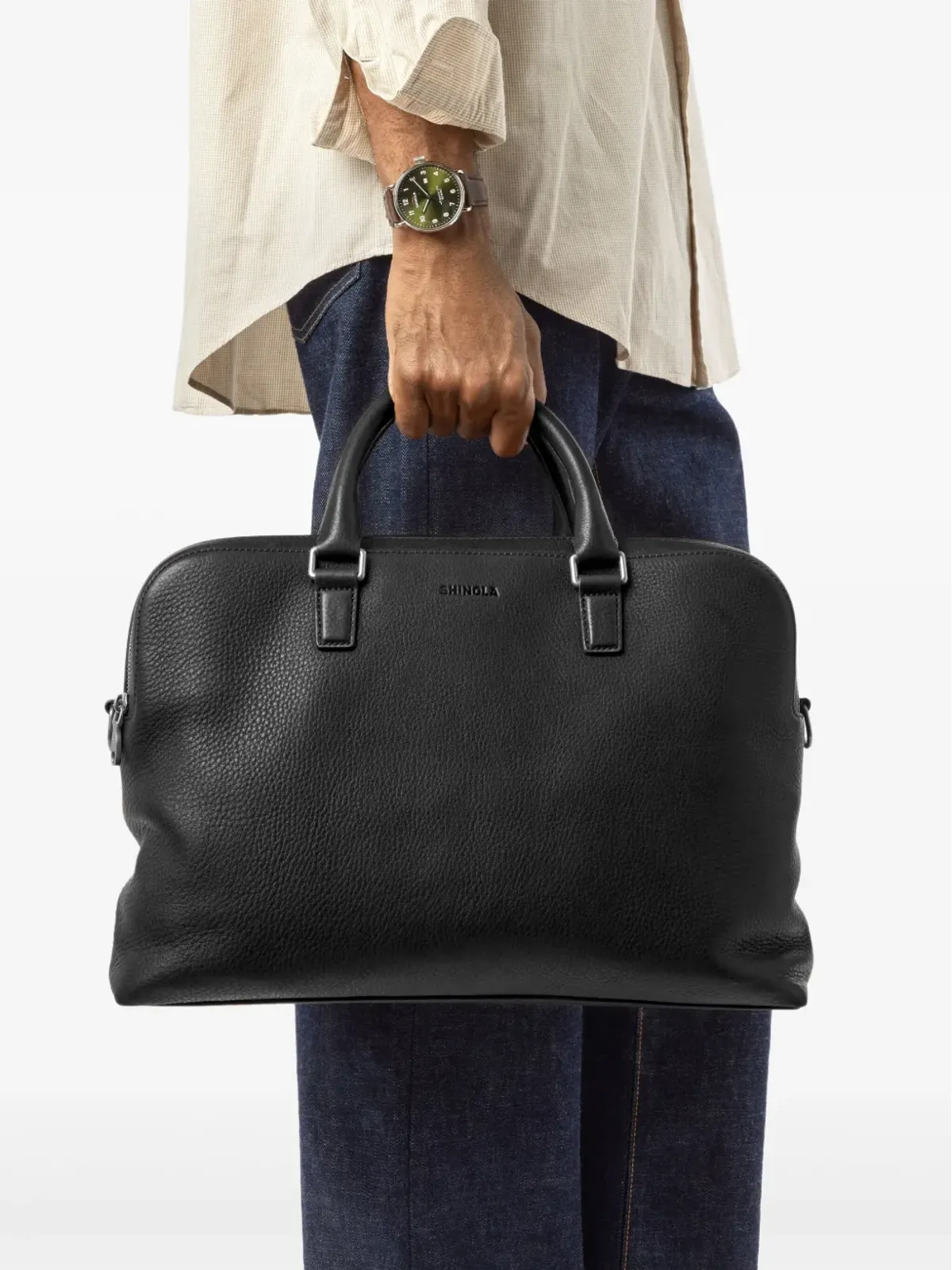 Shinola レザー トップハンドル ブリーフケース - 画像3