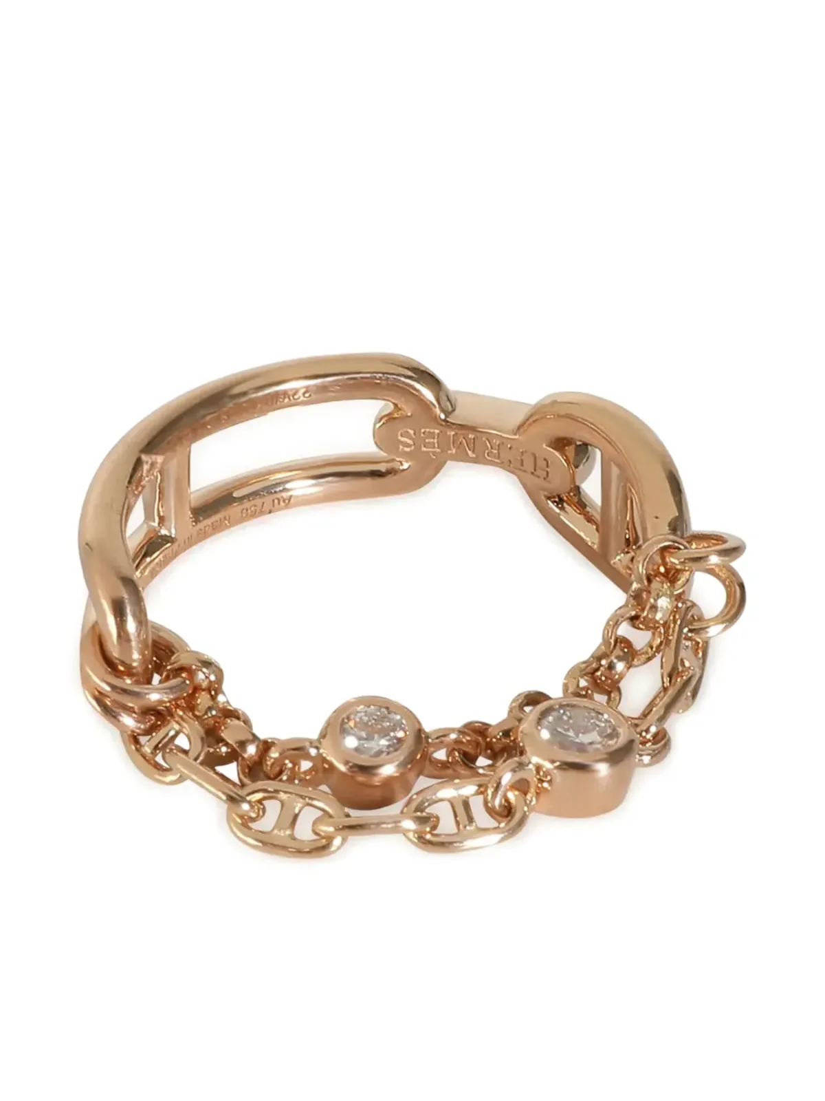 Hermès Pre-Owned 18kt ローズゴールド Chaîne d'Ancre リング - ピンク - 画像2