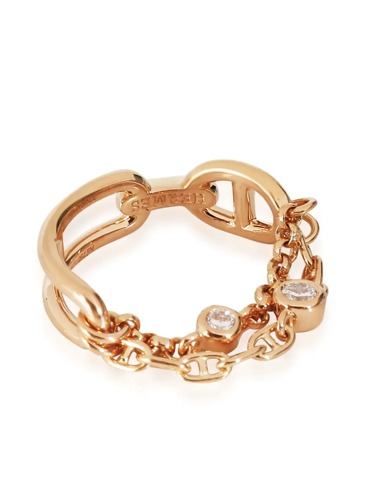 Hermès Pre-Owned 18kt ローズゴールド Chaîne d'Ancre リング - ピンク - 画像3