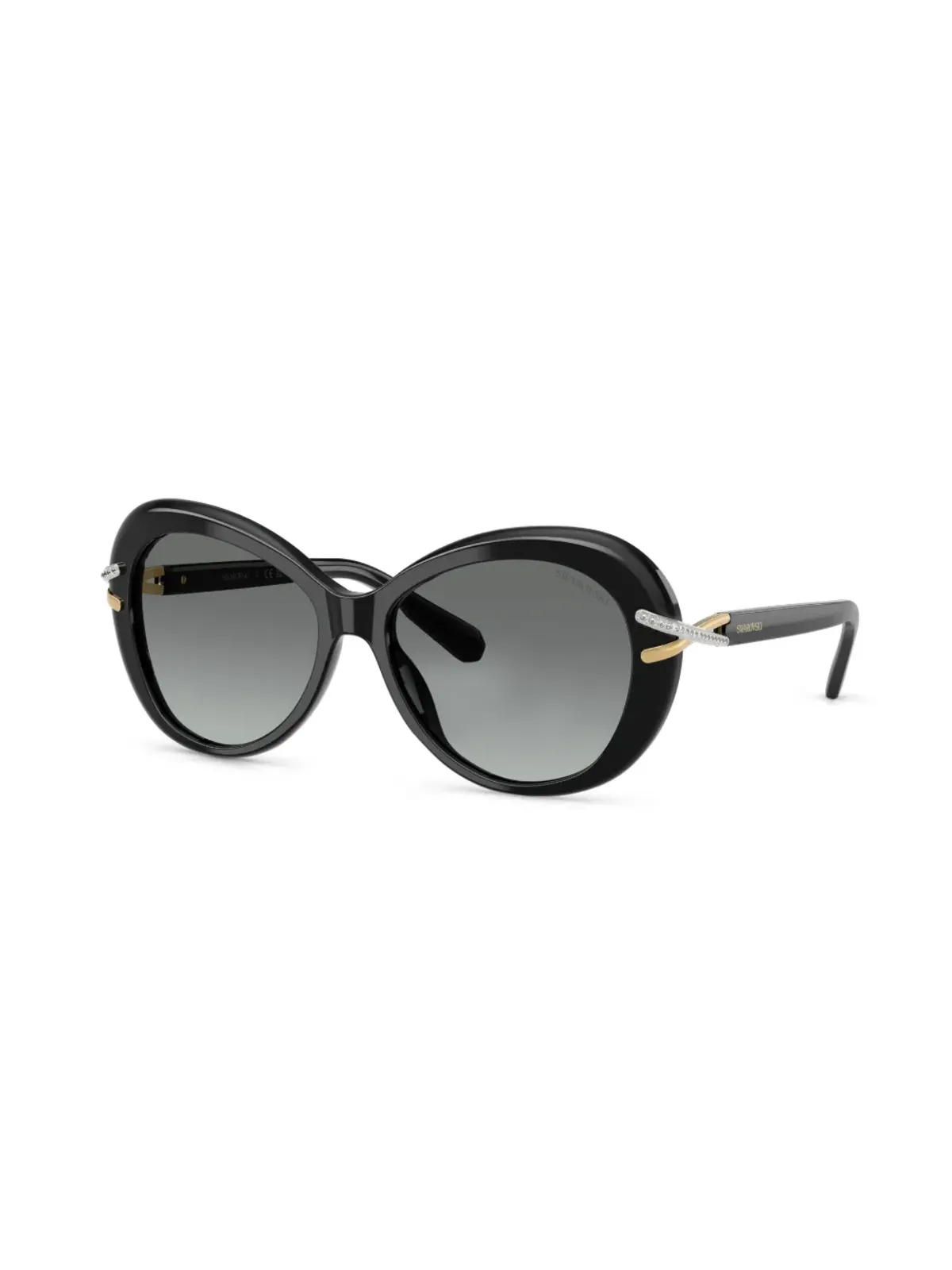 Swarovski Eyewear クリスタル装飾オーバーサイズサングラス - ブラック - 画像2