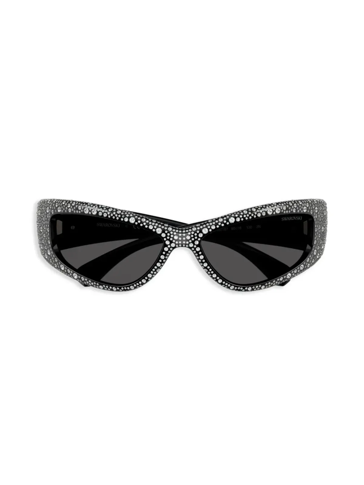 Swarovski Eyewear クリスタル装飾の長方形サングラス（ブラック） - 画像5
