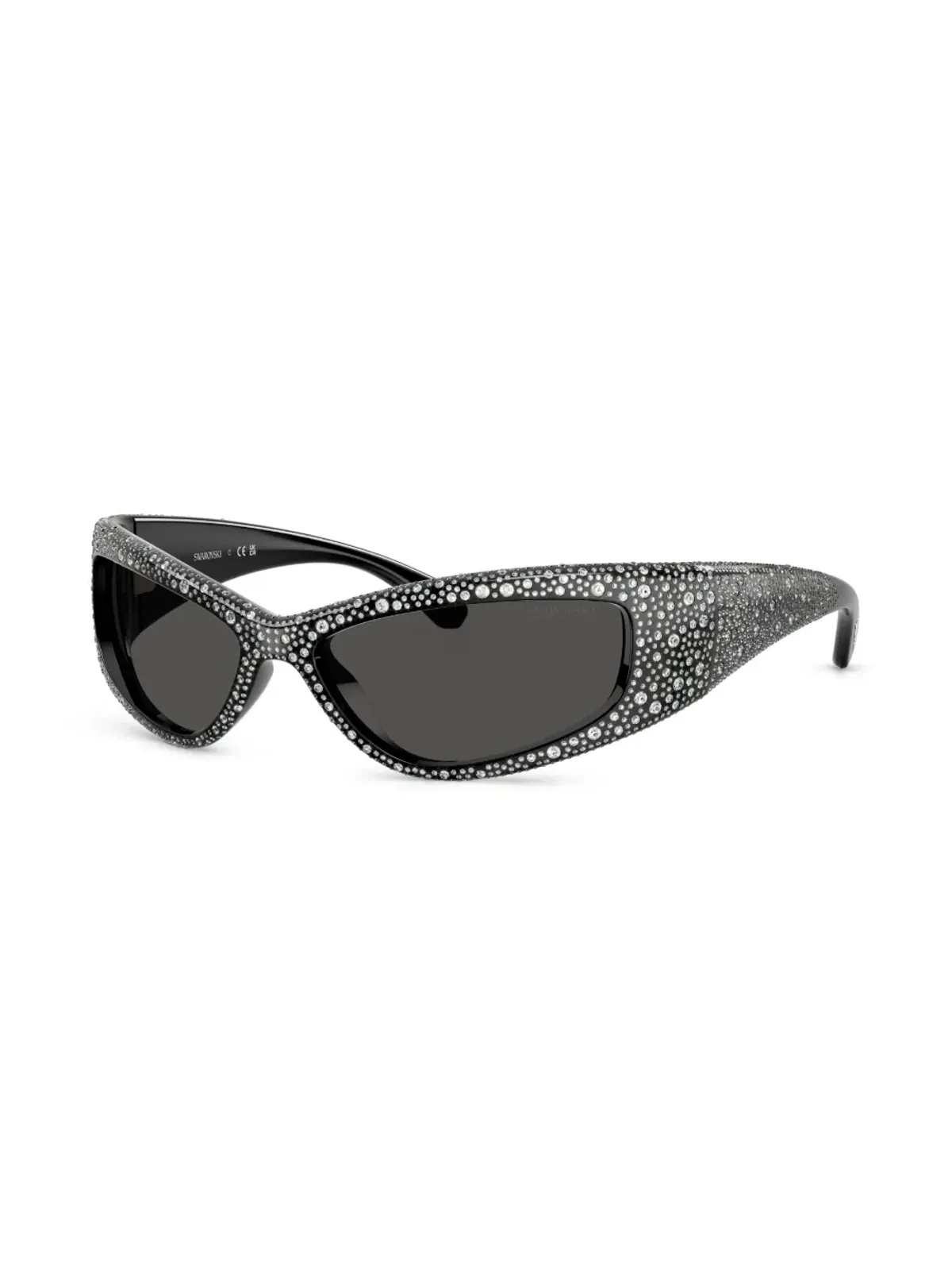 Swarovski Eyewear クリスタル装飾の長方形サングラス（ブラック） - 画像2