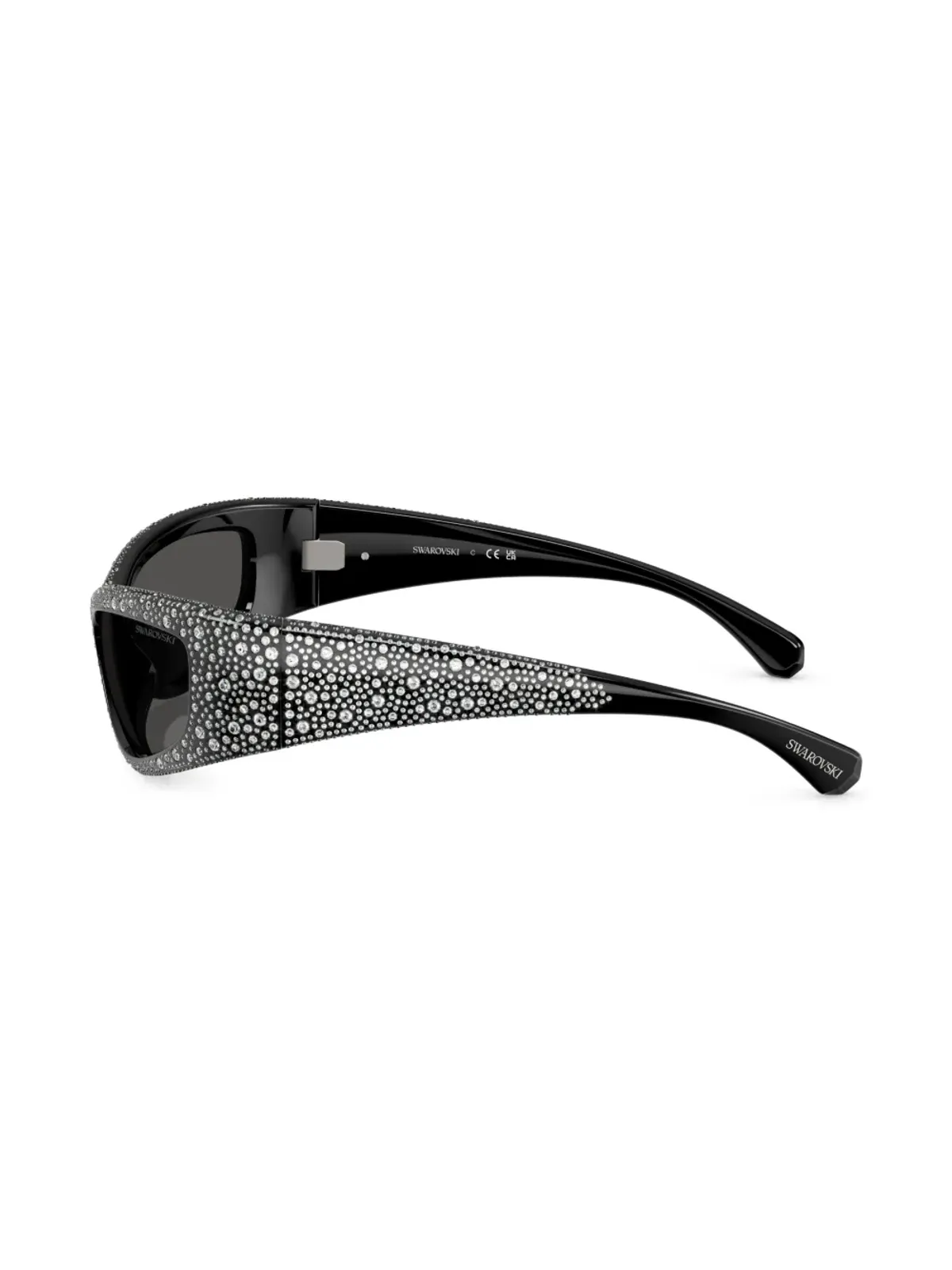 Swarovski Eyewear クリスタル装飾の長方形サングラス（ブラック） - 画像3