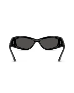 Swarovski Eyewear クリスタル装飾の長方形サングラス（ブラック） - サムネイル4