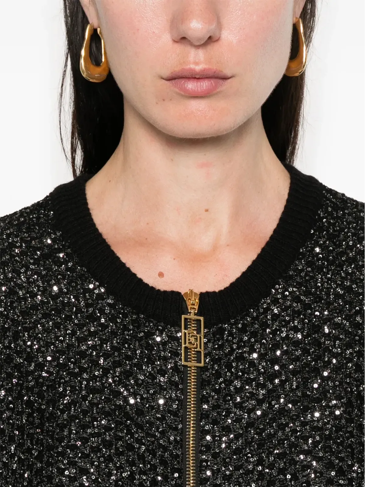 Elisabetta Franchi スパンコール装飾ミニドレス ブラック - 画像5