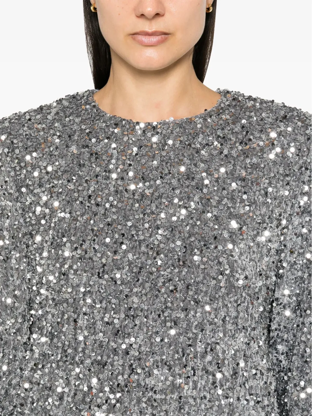 Elisabetta Franchi スパンコール付きチェニールミニドレス - グレー - 画像5