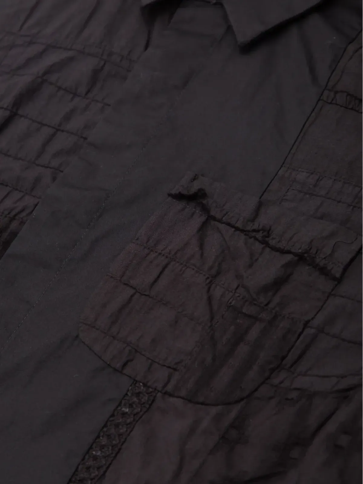 Engineered Garments パッチワークショートカラーシャツ（ブラック） - 画像3