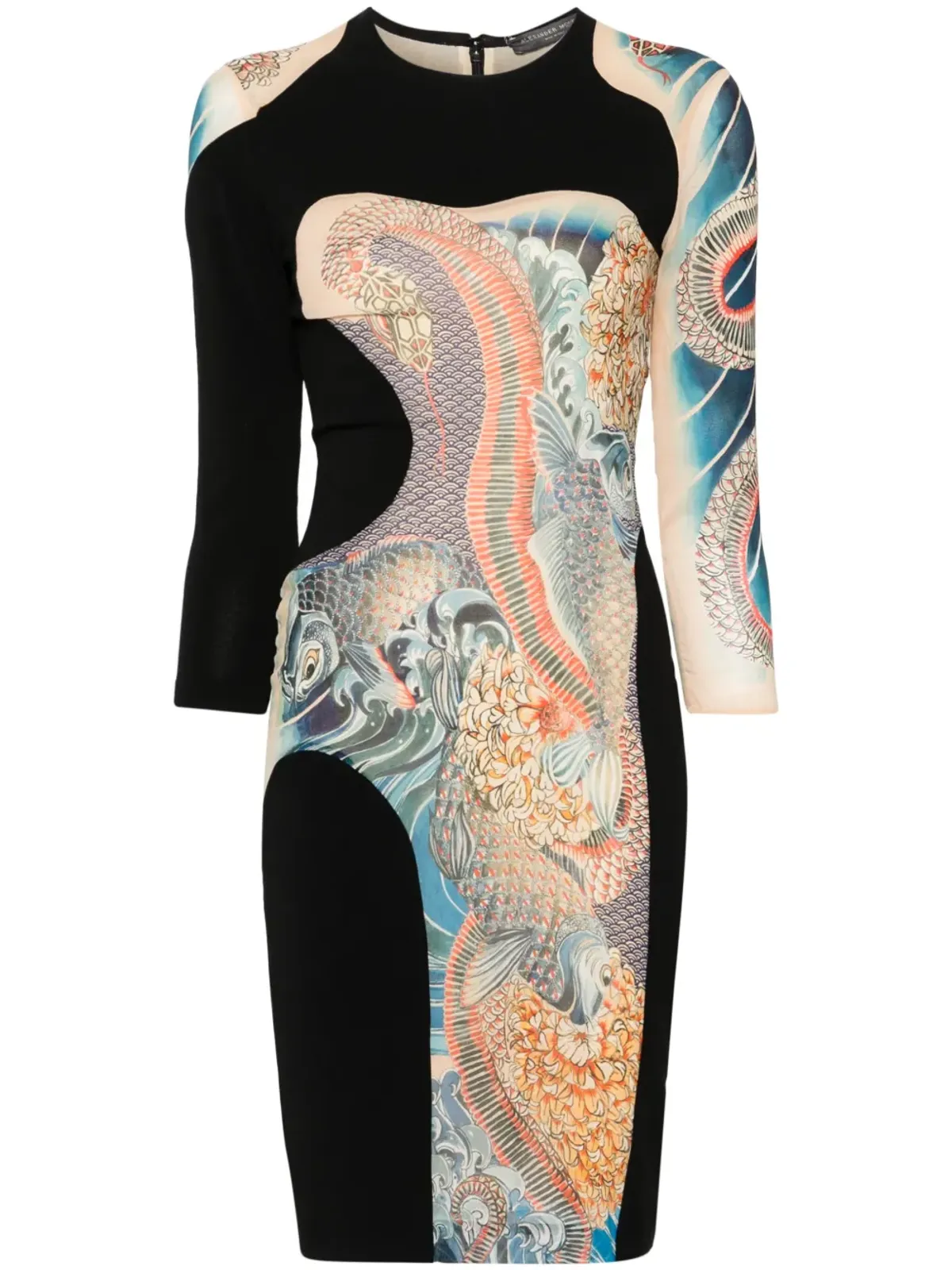 Alexander McQueen Japanese-style print mini dress - Black - 画像1