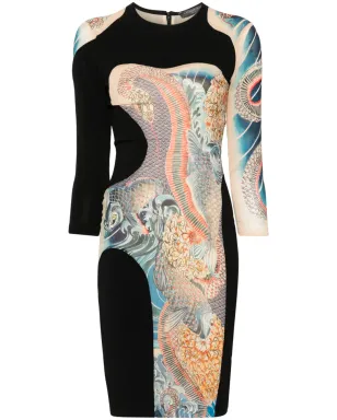 Alexander McQueen Japanese-style print mini dress - Black - サムネイル1