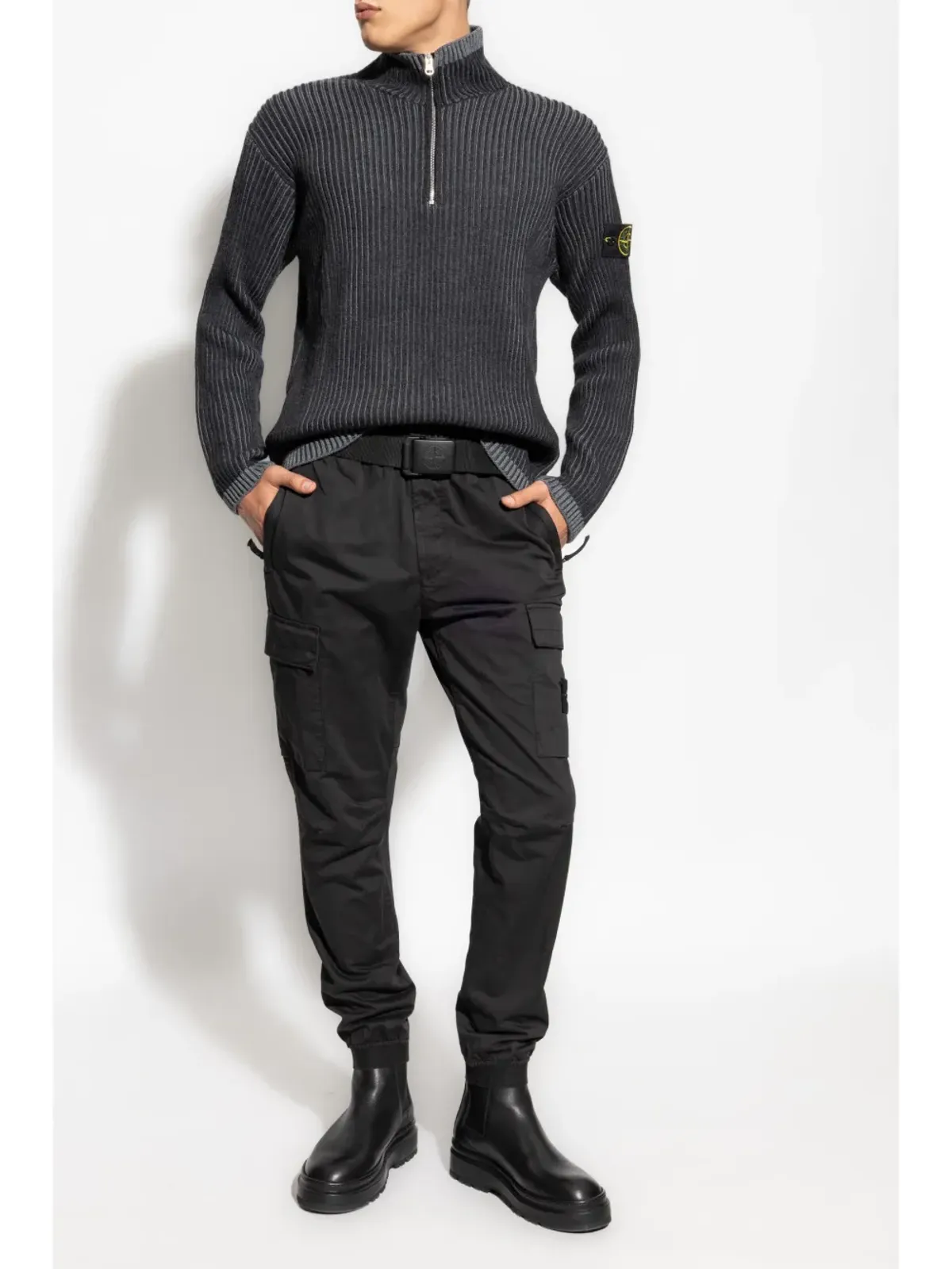 Stone Island クォータージップ カーディガン グレー - 画像2