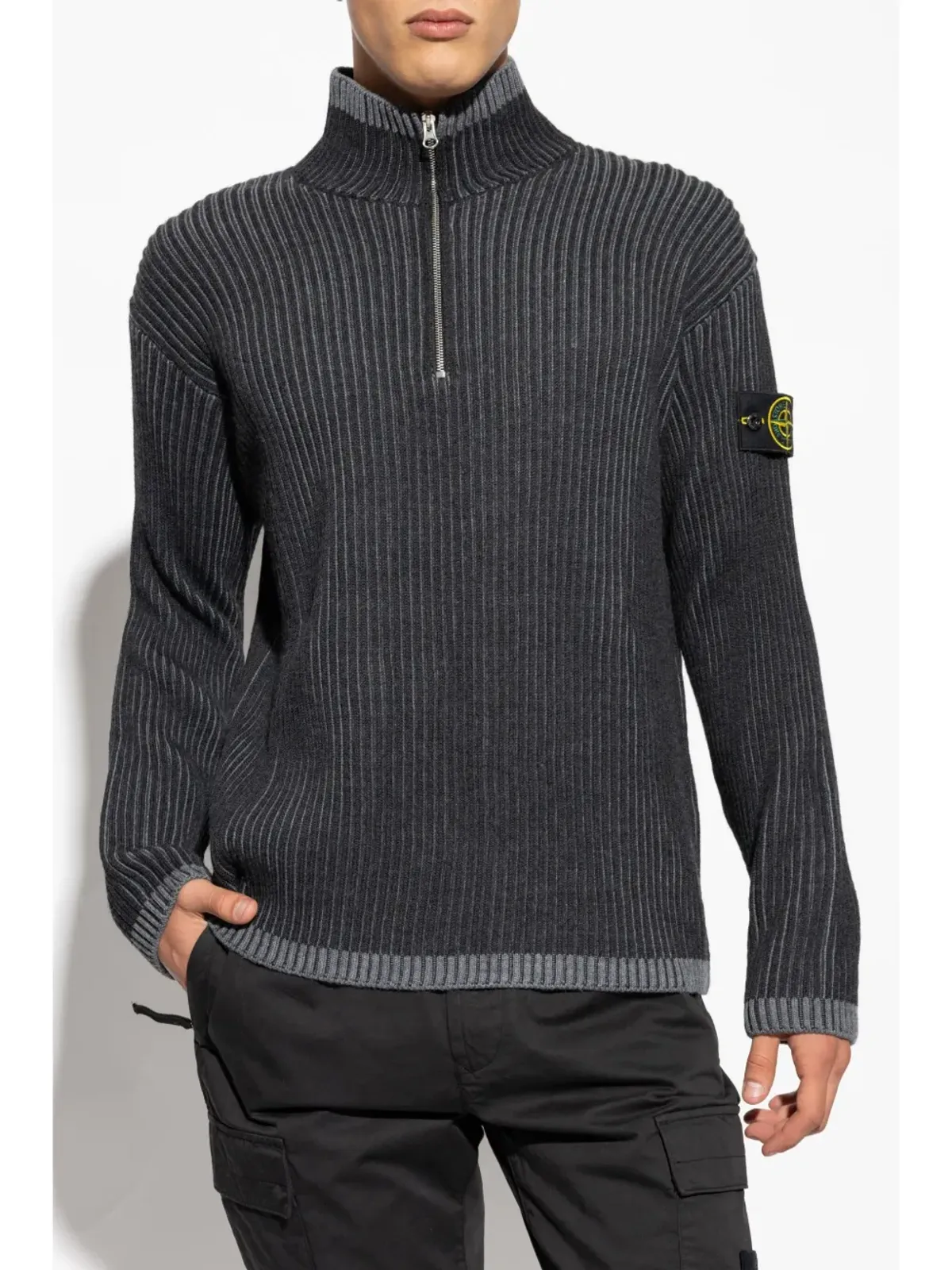 Stone Island クォータージップ カーディガン グレー - 画像3
