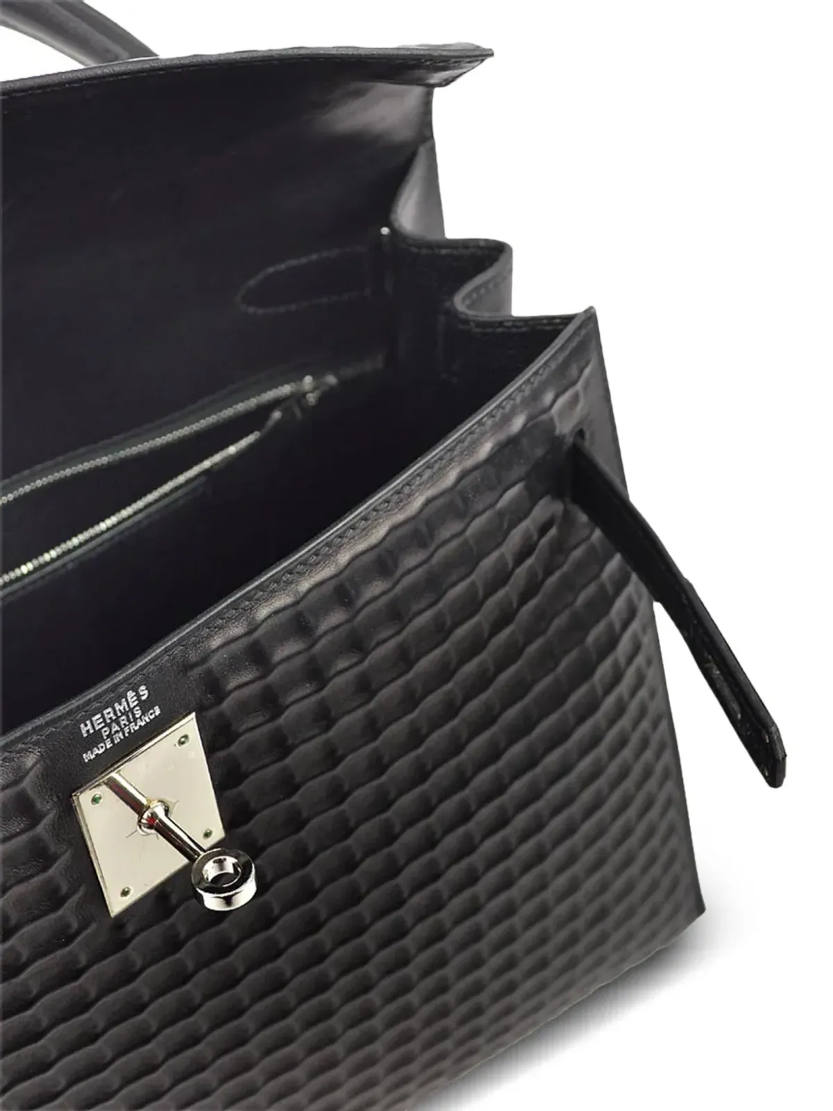 Hermès ビンテージ 2003年頃 Kelly 32 Sellier ツーウェイ ハンドバッグ - ブラック - 画像4