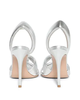 Gianvito Rossi 100mm メタリックレザー サンダル - シルバー - サムネイル3
