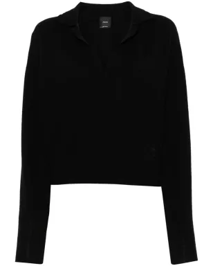 PINKO Love Birds刺繍入りポロトップ - ブラック - サムネイル1
