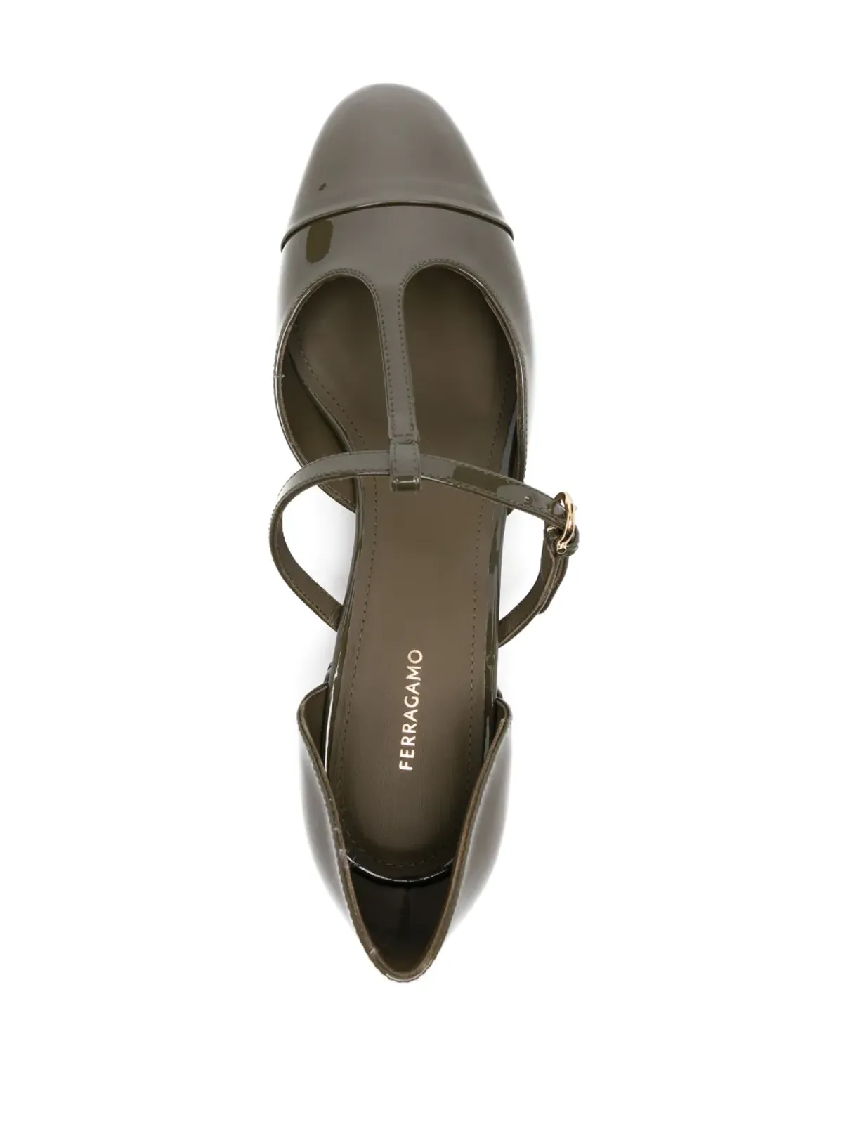Ferragamo レザー バレリーナシューズ - グリーン - 画像4